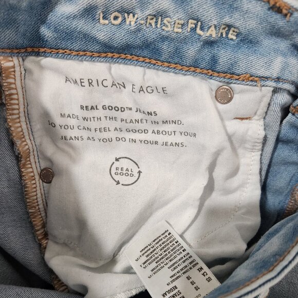 American Eagle Low Rise Flare light blue jean denim pants - Picture 3 of 6